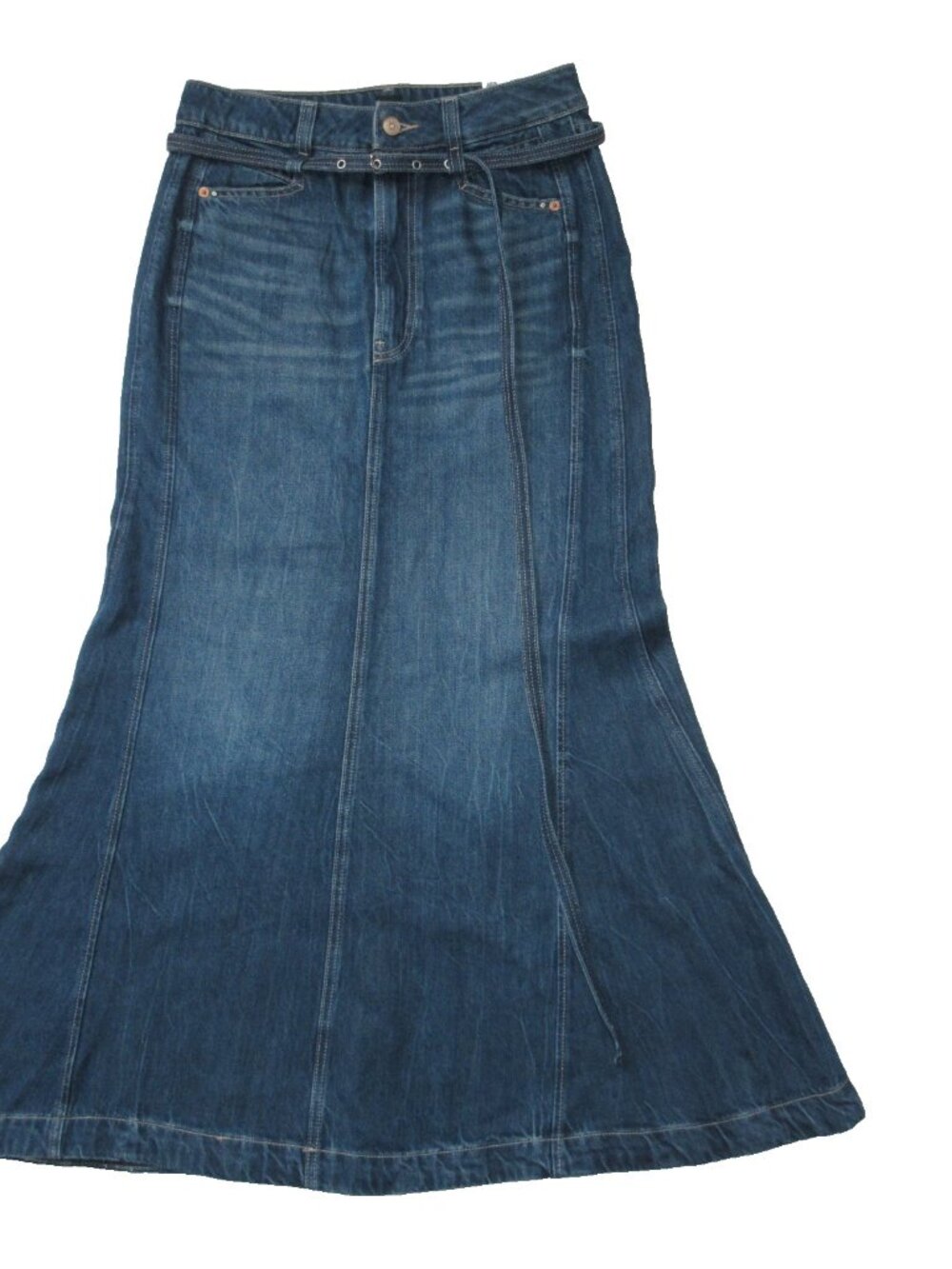 NWT Hugo BOSS Orange Peplum Denim Maxi in Indigo Flared Jean Skirt 30 - Picture 6 of 10